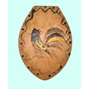 Vintage Wood Rooster Painted Hinged woodpecker woodware hamburger press